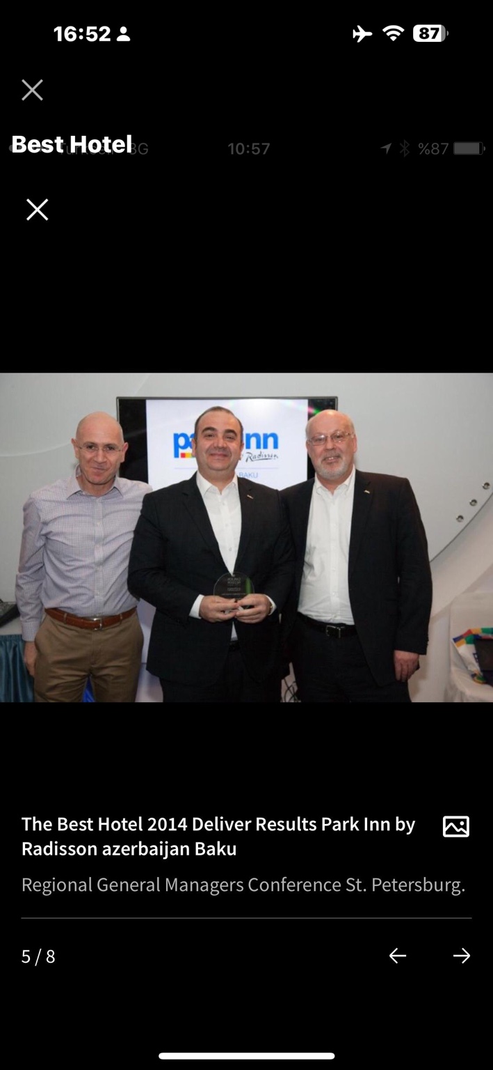 Best Hotel 2014 Deliver Results recognition for Park Inn by Radisson Azerbaijan Baku